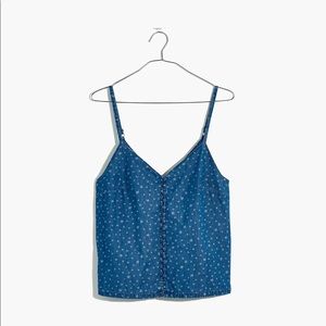 Denim Button-Down Cami in Star Jacquard, size 6